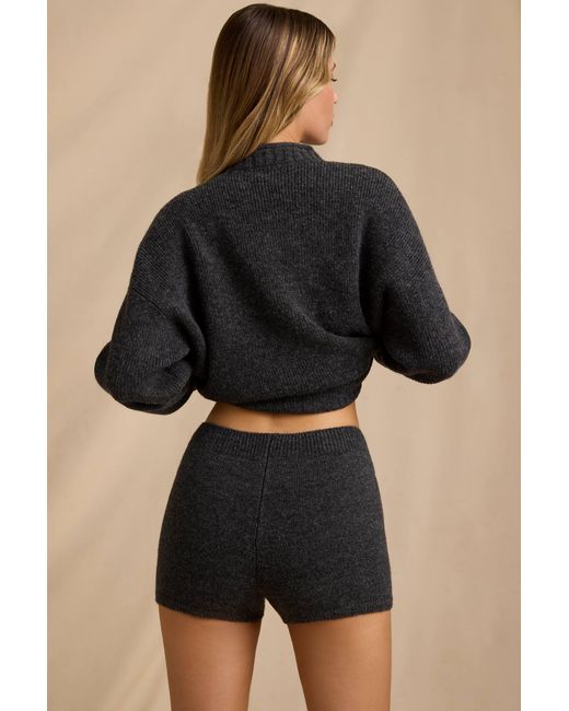 BO+TEE Gray Mid-Rise Knit Mini Shorts