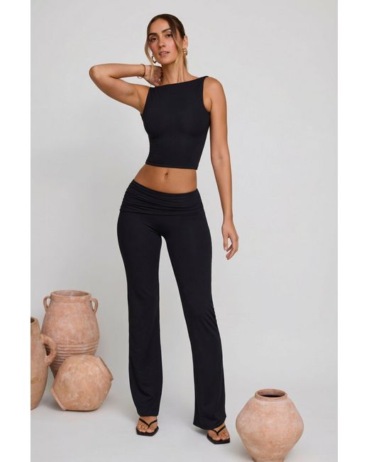 Oh Polly Black High Neck Open Back Crop Top