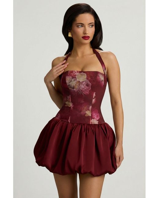 Oh Polly Multicolor Halterneck Lace-Up Bubble Hem Mini Dress