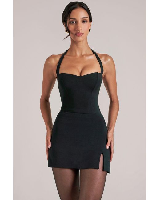 Oh Polly Black Mid Rise Bodycon Ultra Mini Skirt With Split