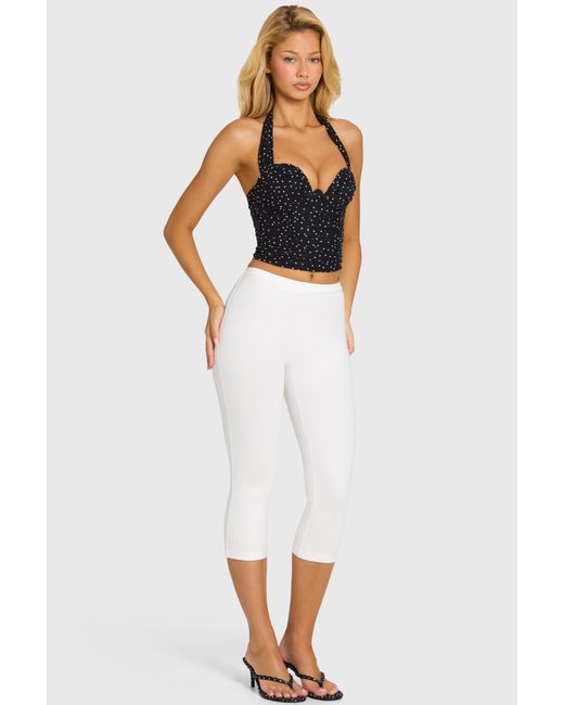 Oh Polly White Ponte Capri Leggings