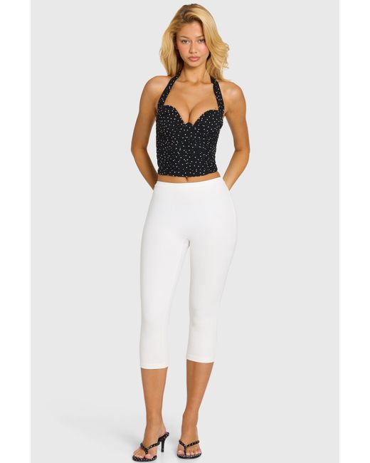 Oh Polly White Ponte Capri Leggings