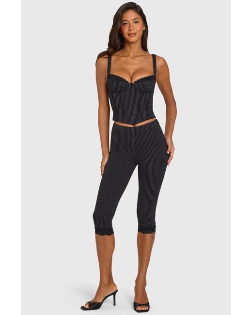 Oh Polly Black Ponte Capri Leggings