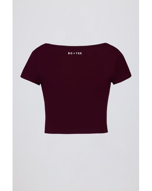 BO+TEE Red Soft Active Sweetheart-Neck Crop Top