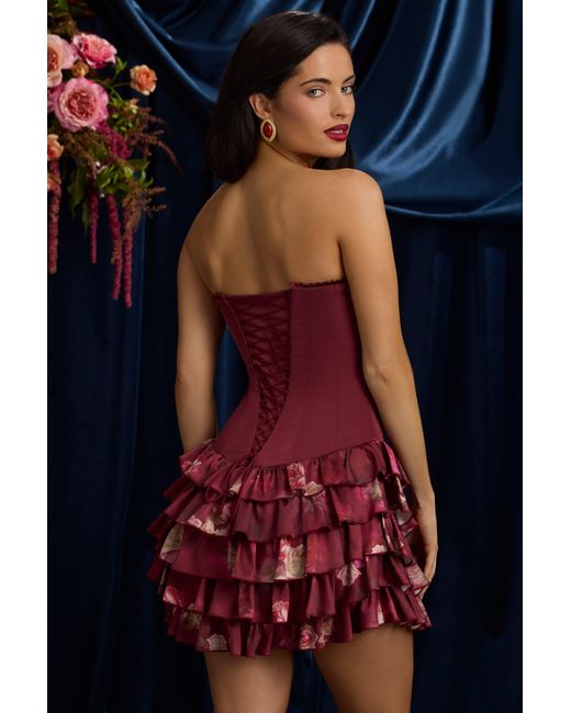 Oh Polly Multicolor Strapless Ruffled Tiered Corset Mini Dress
