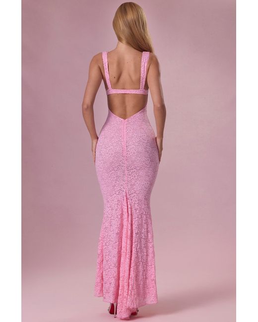 Oh Polly Pink Lace Sweetheart-Neck Gown