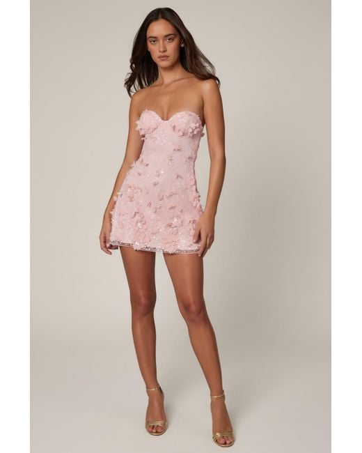 Oh Polly Purple Embellished Bandeau A-Line Mini Dress