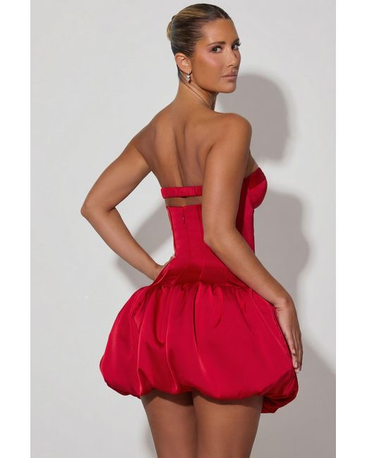 Oh Polly Red Cut-Out Bubble Hem Corset Mini Dress