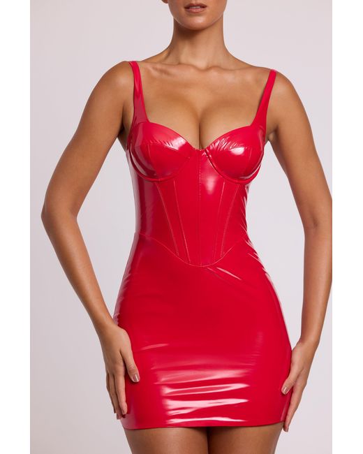 Oh Polly Vinyl Corset Underwired Mini Dress