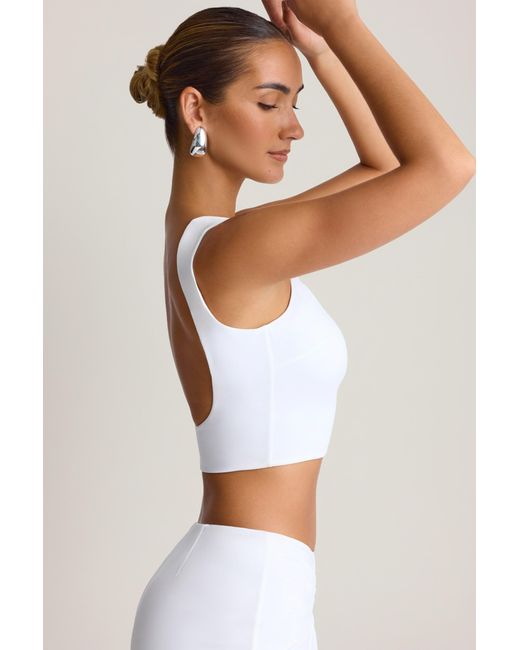 Oh Polly White Draped Open-Back Tank Top