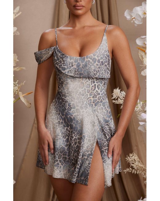 Oh Polly Multicolor Draped Neck A-Line Mini Dress