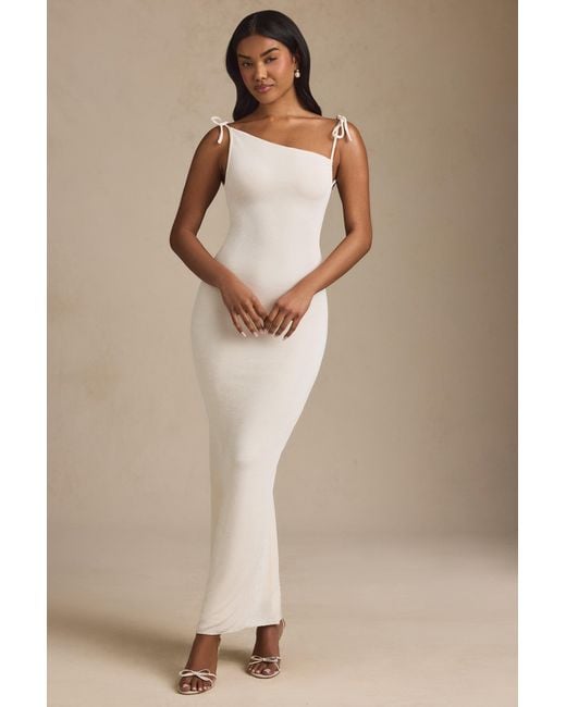 Oh Polly White Textured Jersey Backless Maxi Dress