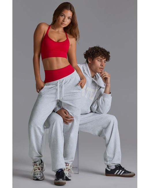 BO+TEE Gray Soft Cotton Jersey Relaxed Mid-Rise Joggers
