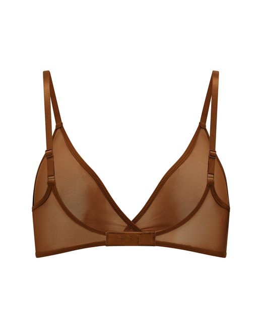 Oh Polly Brown Soft Mesh Single Layer Triangle Bra