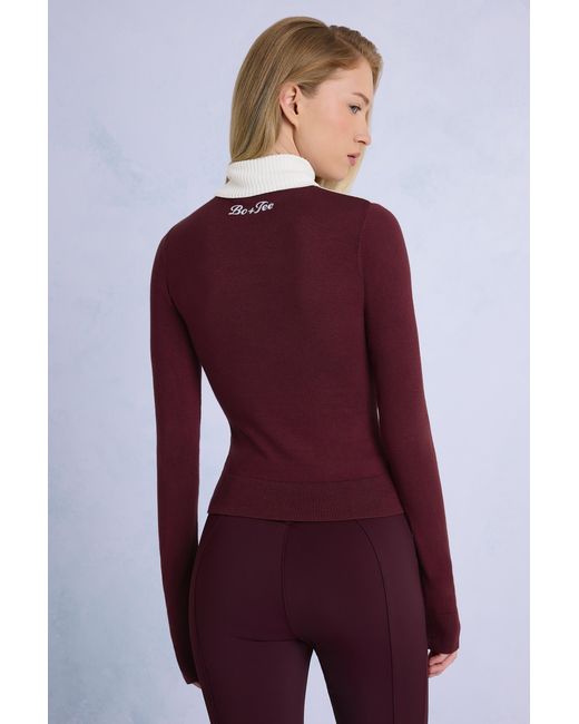 BO+TEE Red Knit Long-Sleeve Fitted Top