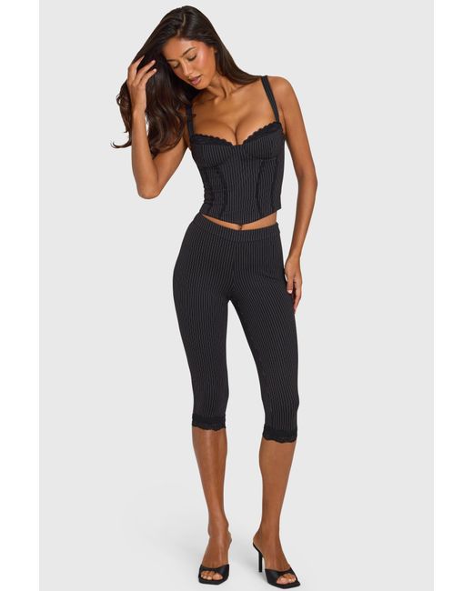 Oh Polly Black Ponte Capri Leggings