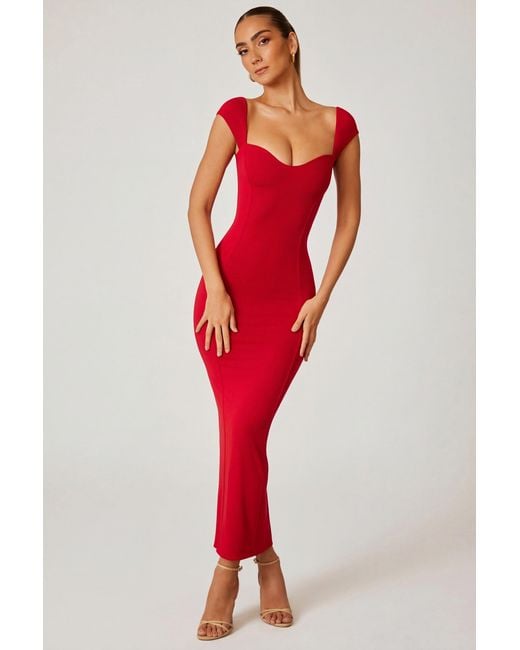 Oh Polly Red Sweetheart Neckline Maxi Dress
