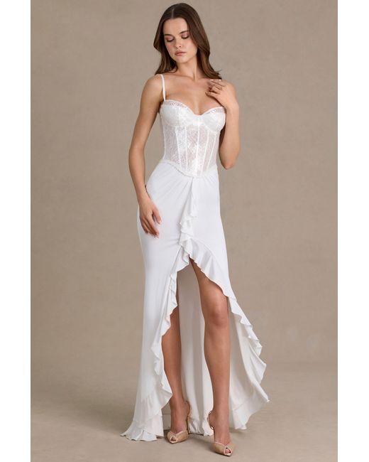 Oh Polly White Embellished Lace Corset Gown