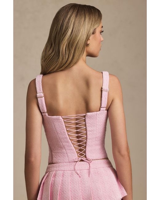 Oh Polly Pink Lace-Up Corset Top
