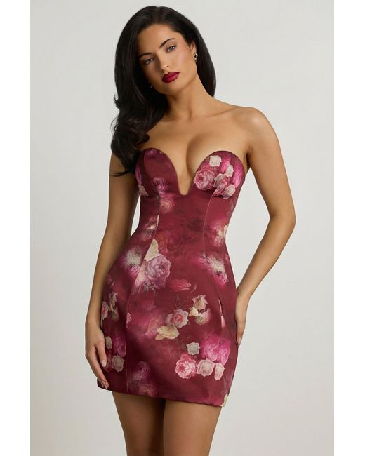 Oh Polly Multicolor Strapless Structured Tulip Mini Dress