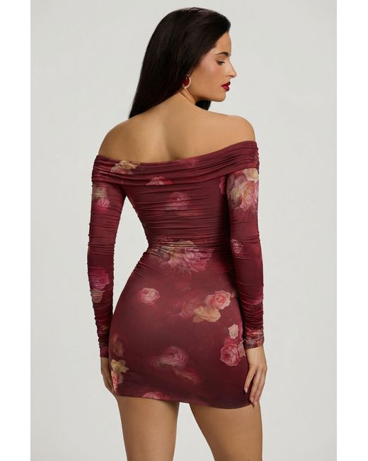 Oh Polly Multicolor Off-Shoulder Ruched Bodycon Mini Dress