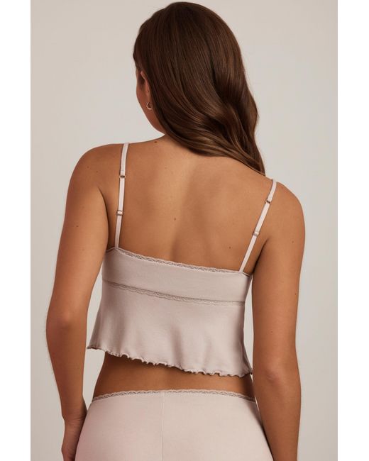 Oh Polly Gray Modal Lace-Trim Babydoll Pyjama Top