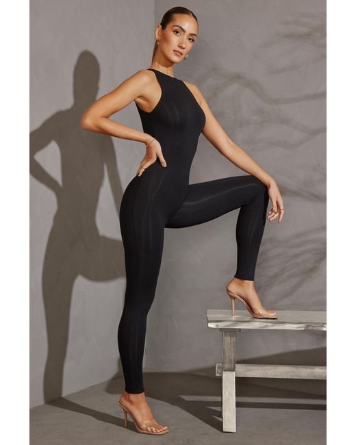 Oh Polly Black Racer Neck Jumpsuit