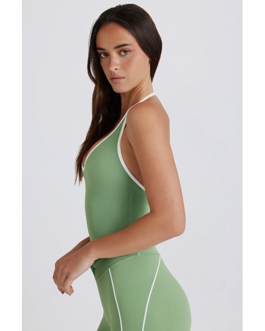 BO+TEE Green Soft Active V-Neck Halterneck Top