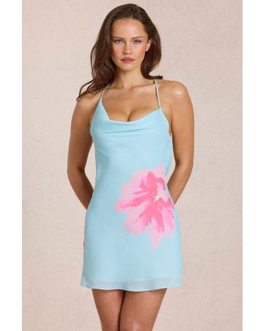 Oh Polly Blue Chiffon Mini Dress