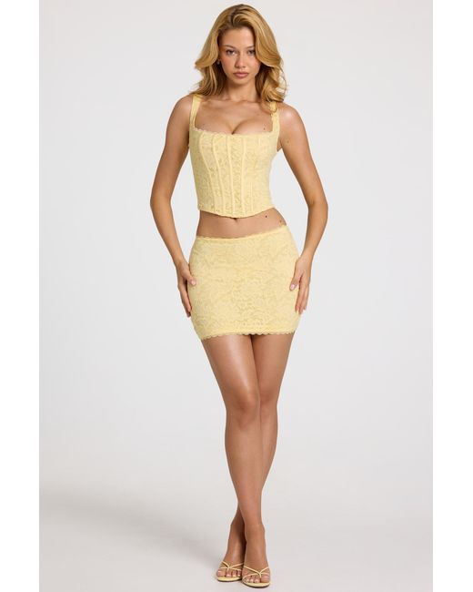Oh Polly Yellow Lace Mini Skirt