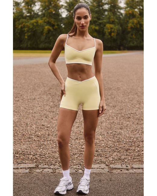 BO+TEE Yellow Soft Active Wrapover Contrast Mini Shorts