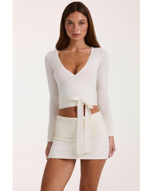 BO+TEE White Soft Knit Wrap Top