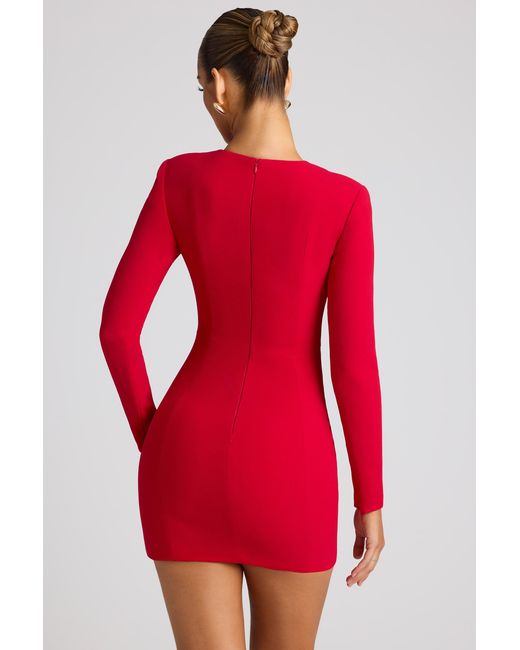 Oh Polly Red Heart Cut Out Long Sleeve Mini Dress
