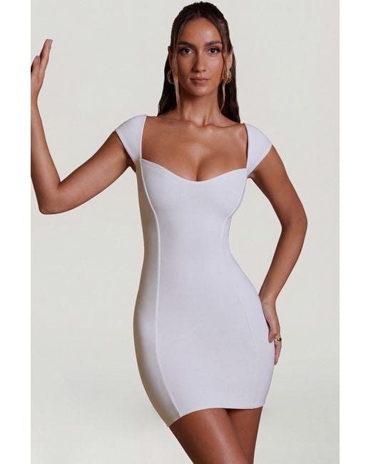 Oh Polly White Sweetheart Neckline Cap Sleeve Mini Dress