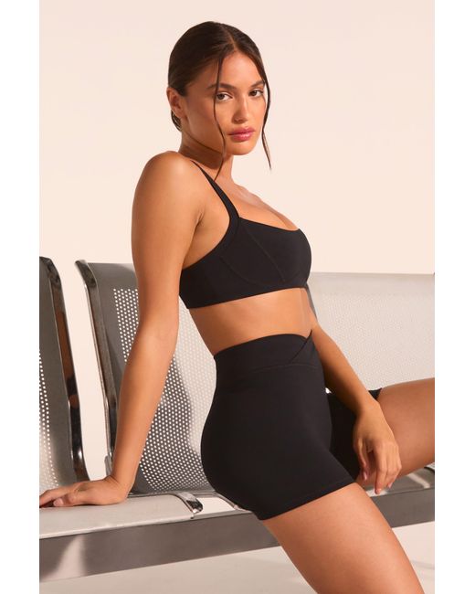 BO+TEE Black Soft Active Contrast-Trim Sports Bra