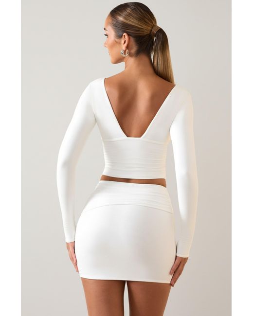 Oh Polly White Modal Twist-Front Mid-Rise Mini Skirt