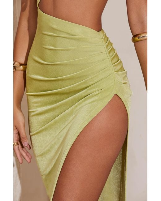 Oh Polly Green One Shoulder Cut Out Maxi Dress