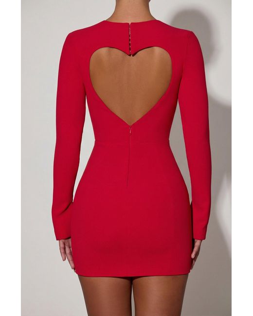 Oh Polly Red Cut-Out Heart-Detail Bodycon Mini Dress