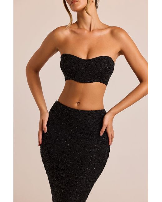 Oh Polly Black Embellished Strapless Corset Top