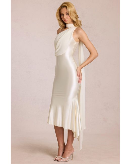 Oh Polly White Scarf-Detail Midaxi Dress