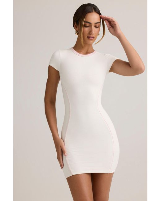 Oh Polly White Modal Short-Sleeve Bodycon Mini Dress