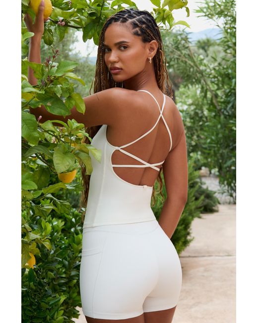 BO+TEE White Cross-Back Tank Top