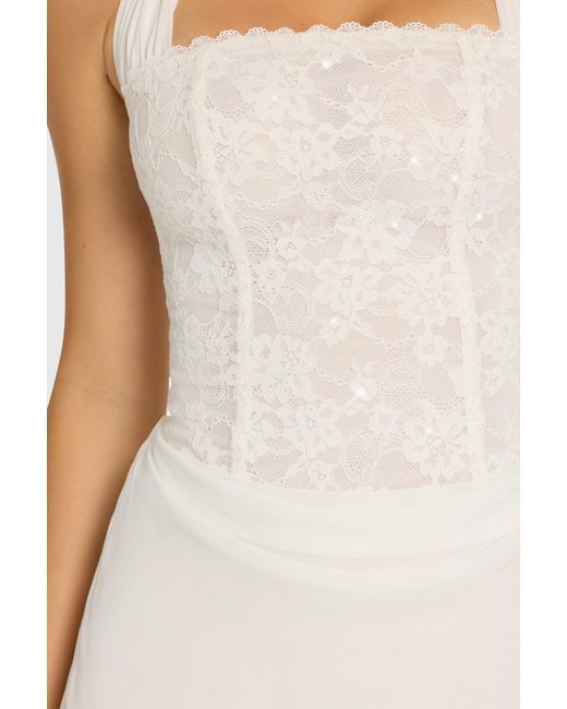 Oh Polly White Satin Scarf-Detail Mini Dress