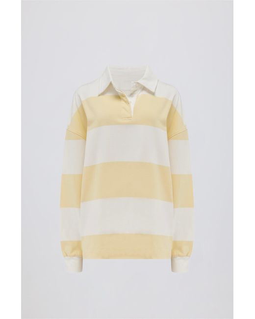 BO+TEE Yellow Striped Oversized Long-Sleeve T-Shirt