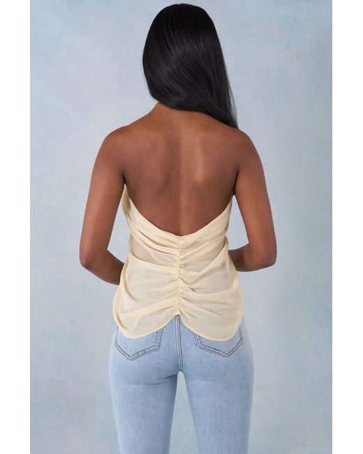 Oh Polly Yellow Halterneck Open-Front Top