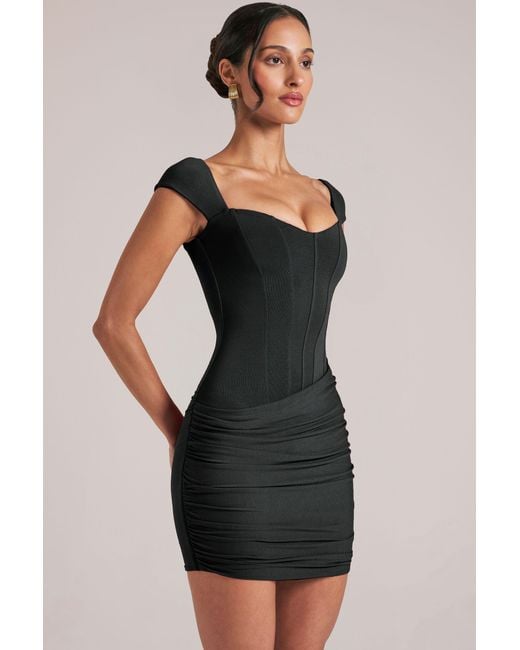 Oh Polly Black Sweetheart Neckline Mini Dress