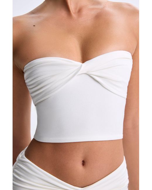 Oh Polly White Modal Twist-Front Bandeau Top