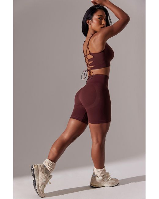 BO+TEE Red High Waist Super Sculpt Biker Shorts