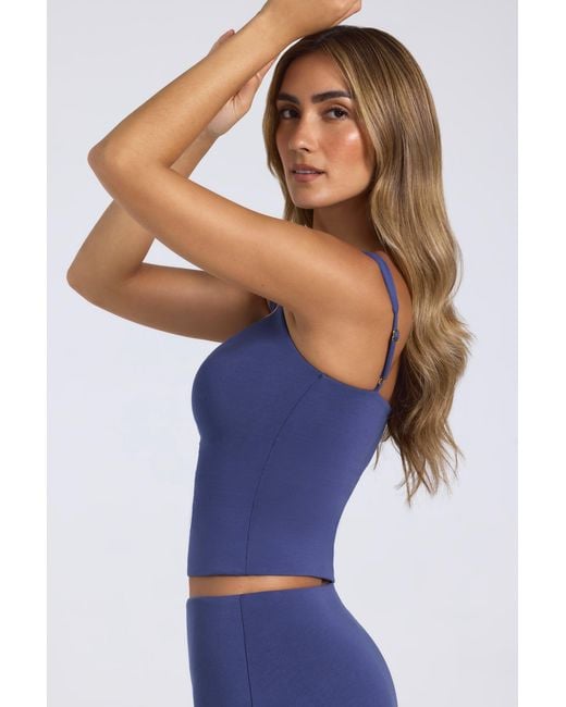 Oh Polly Blue Modal Sweetheart-Neck Top