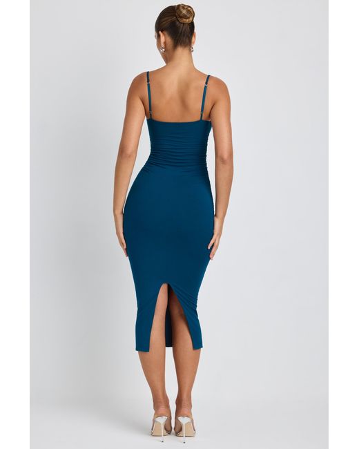 Oh Polly Blue Modal Ruched Layered Midaxi Dress